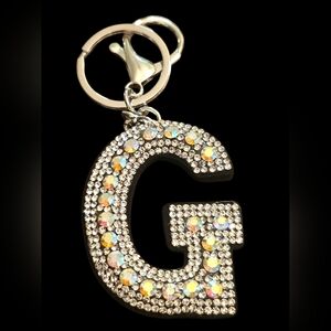 Sparkling "G" Initial Bag Charm Keychain